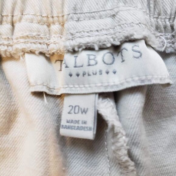 Talbots Pants Crop Womens Plus Size 20W Tan Cotton Blend Tie Front Canvas - Picture 6 of 7